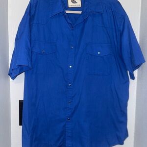 Men's Casual Blue Button Down Shirt